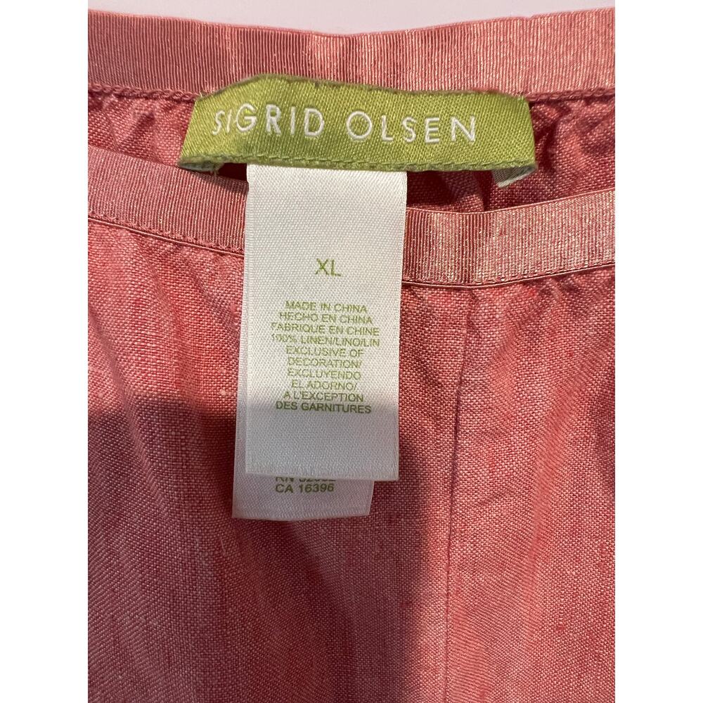 Sigrid Olsen 100% linen women’s button down shirt and pants set L top Xl bottoms - Picture 8 of 12